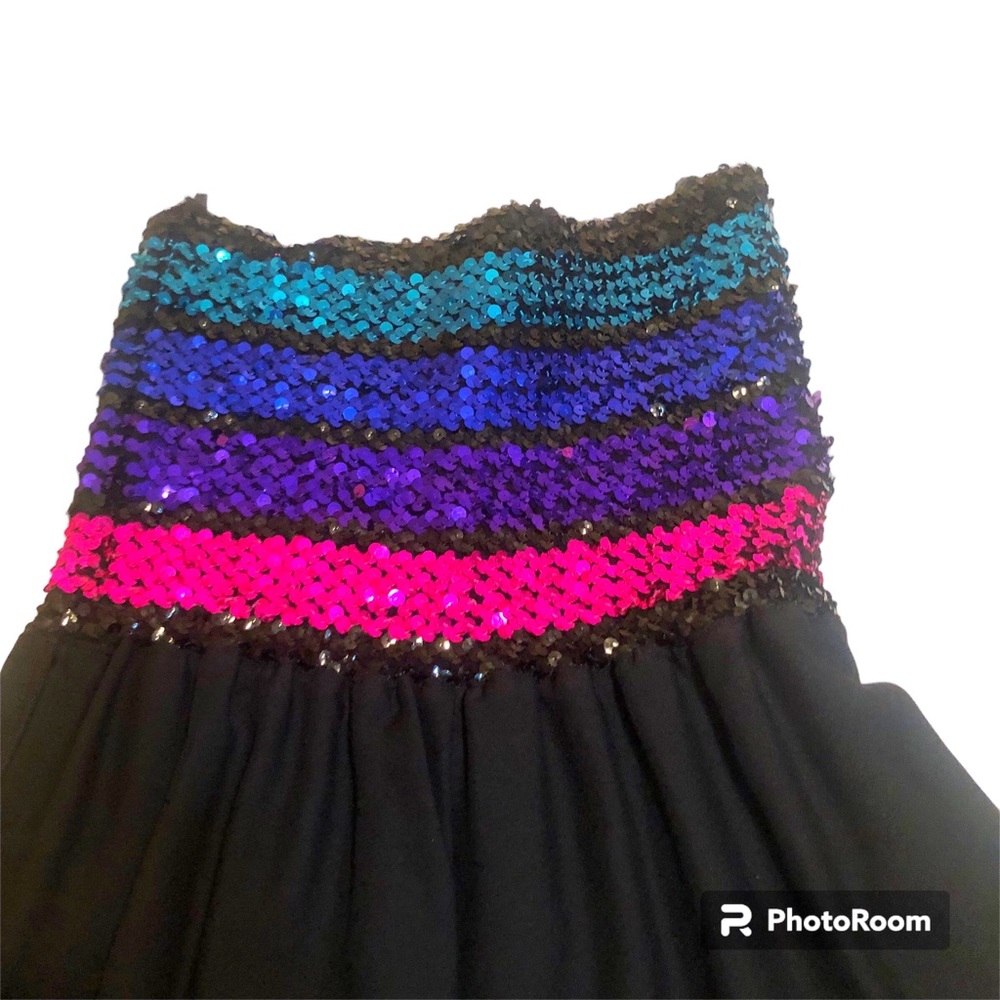 DISCO!! Vintage rainbow spangled striped sequin tube top jumpsuit sz …